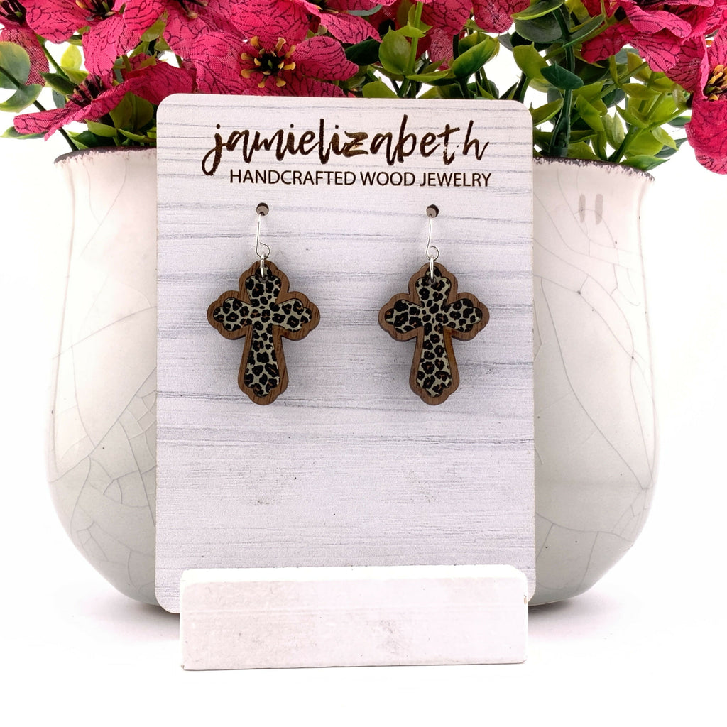 Leopard Cross Earrings