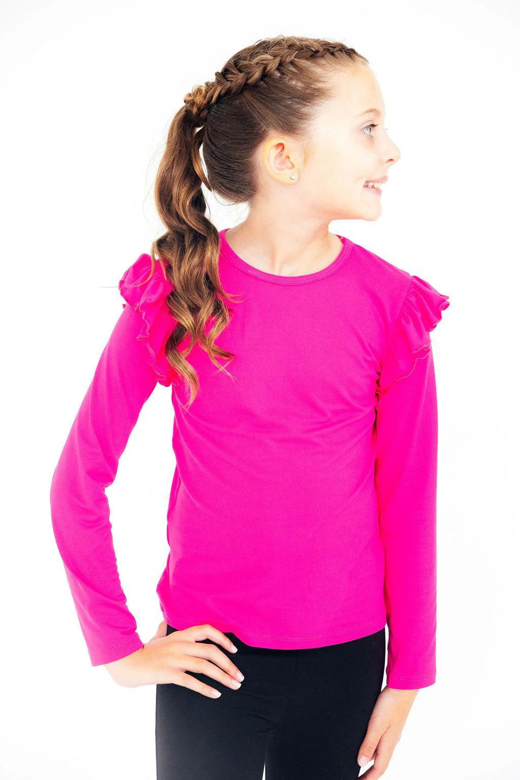 Pretty-In-Pink L/S Ruffle Tee
