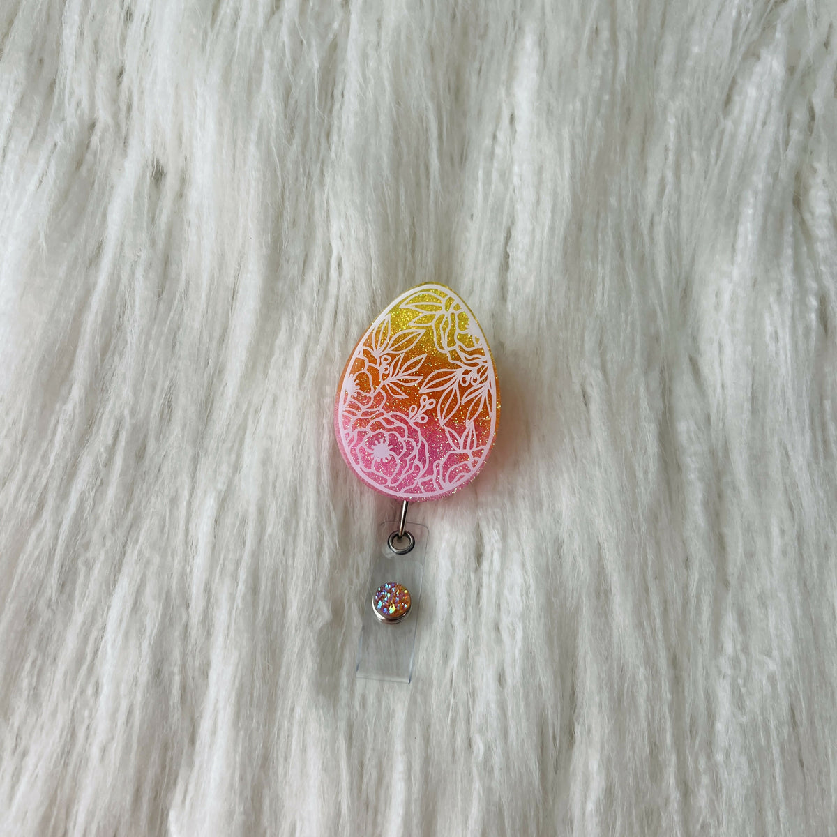 Colorful Floral Egg Badge Reel