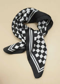 Checkered silk scarf- black