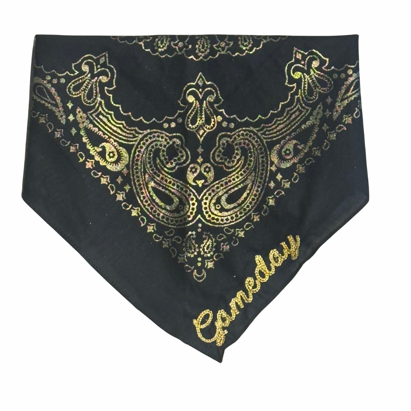 Black & gold GAMEDAY chainstitch bandana