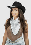 Beaded fringe bandana- White