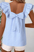 Light and White Stripe Blue Bow Top