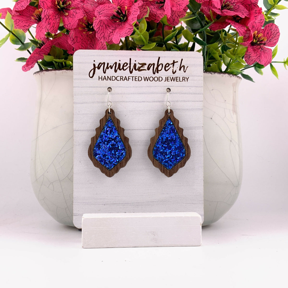Royal Blue Glitter Earrings
