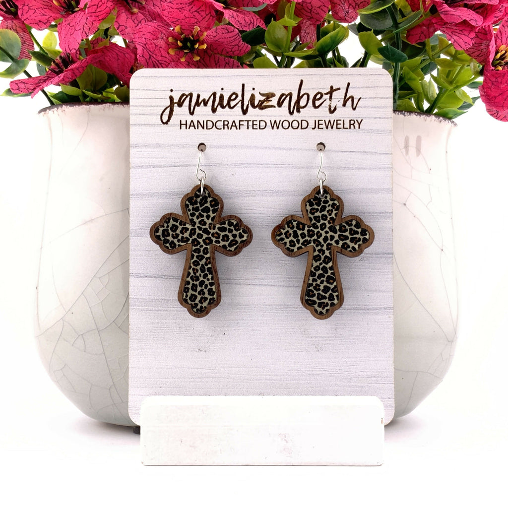 Leopard Cross Earrings