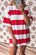 Red and White Stripe Oversize Tunic