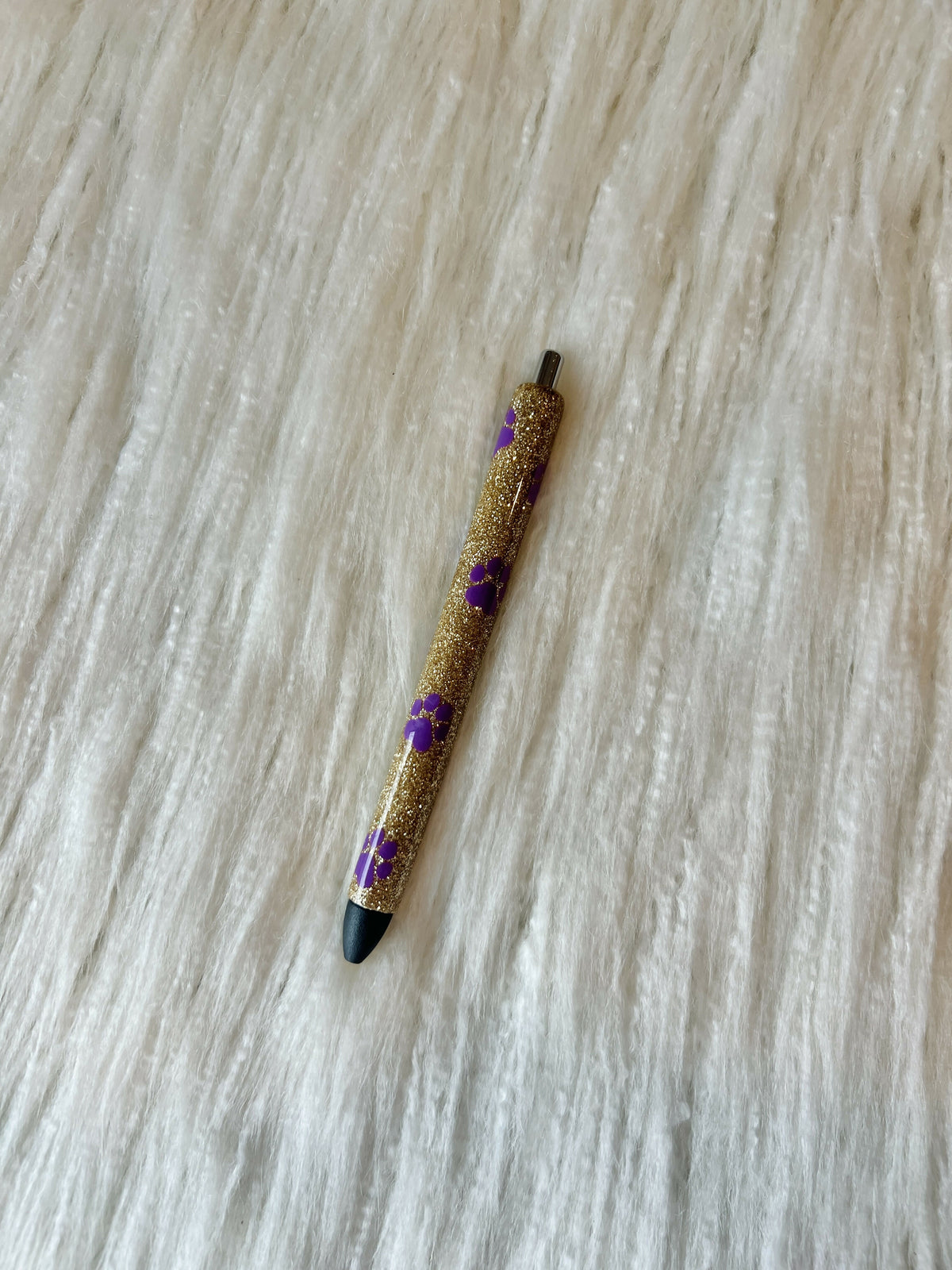 Gold Glitter Paw Print Pen