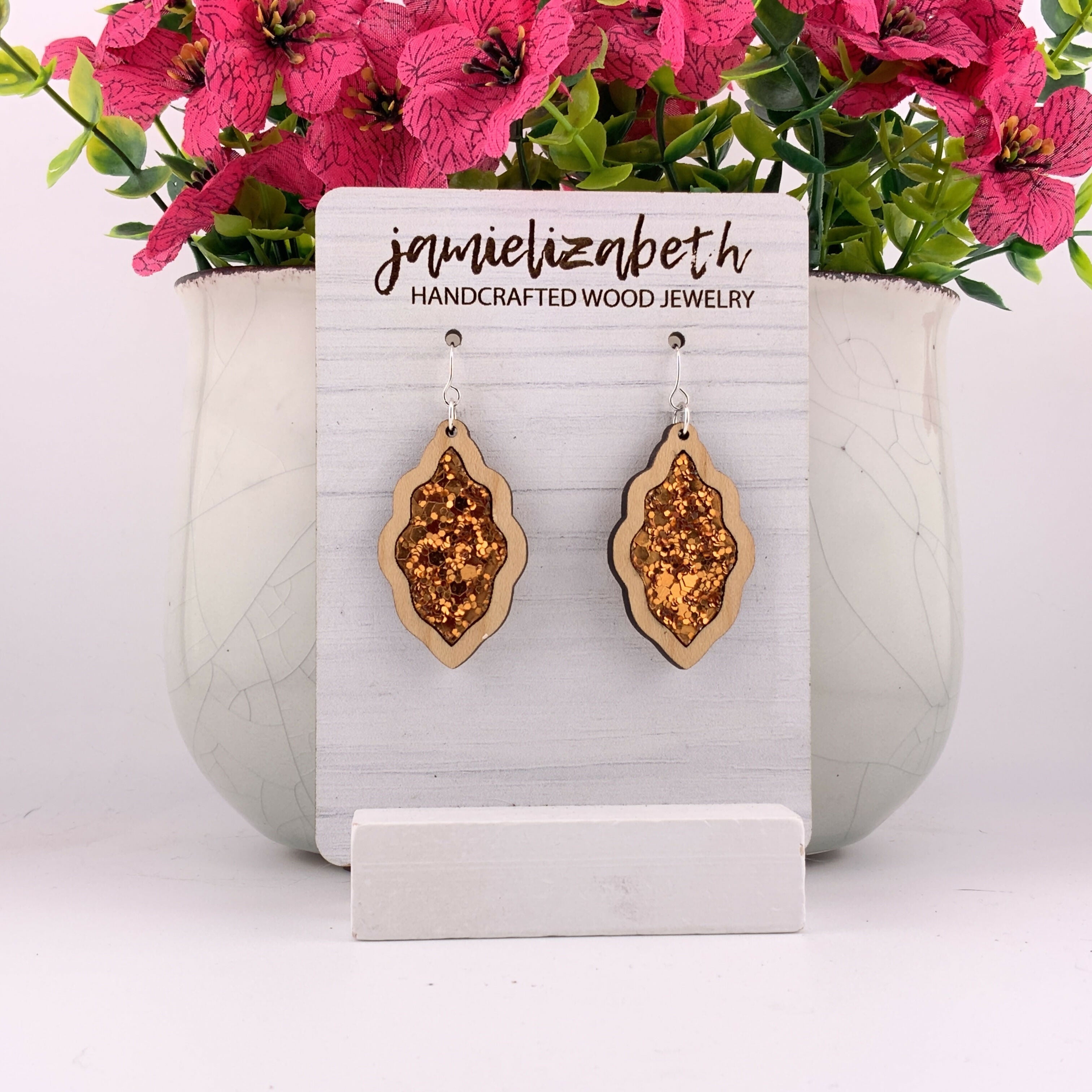 Orange Glitter Earrings