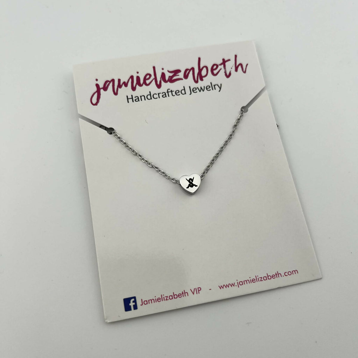 Silver Heart Necklace - "Swords Up"