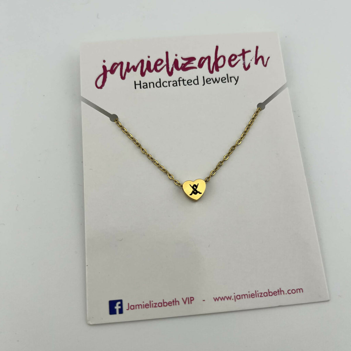 Gold Heart Necklace- "Swords Up"