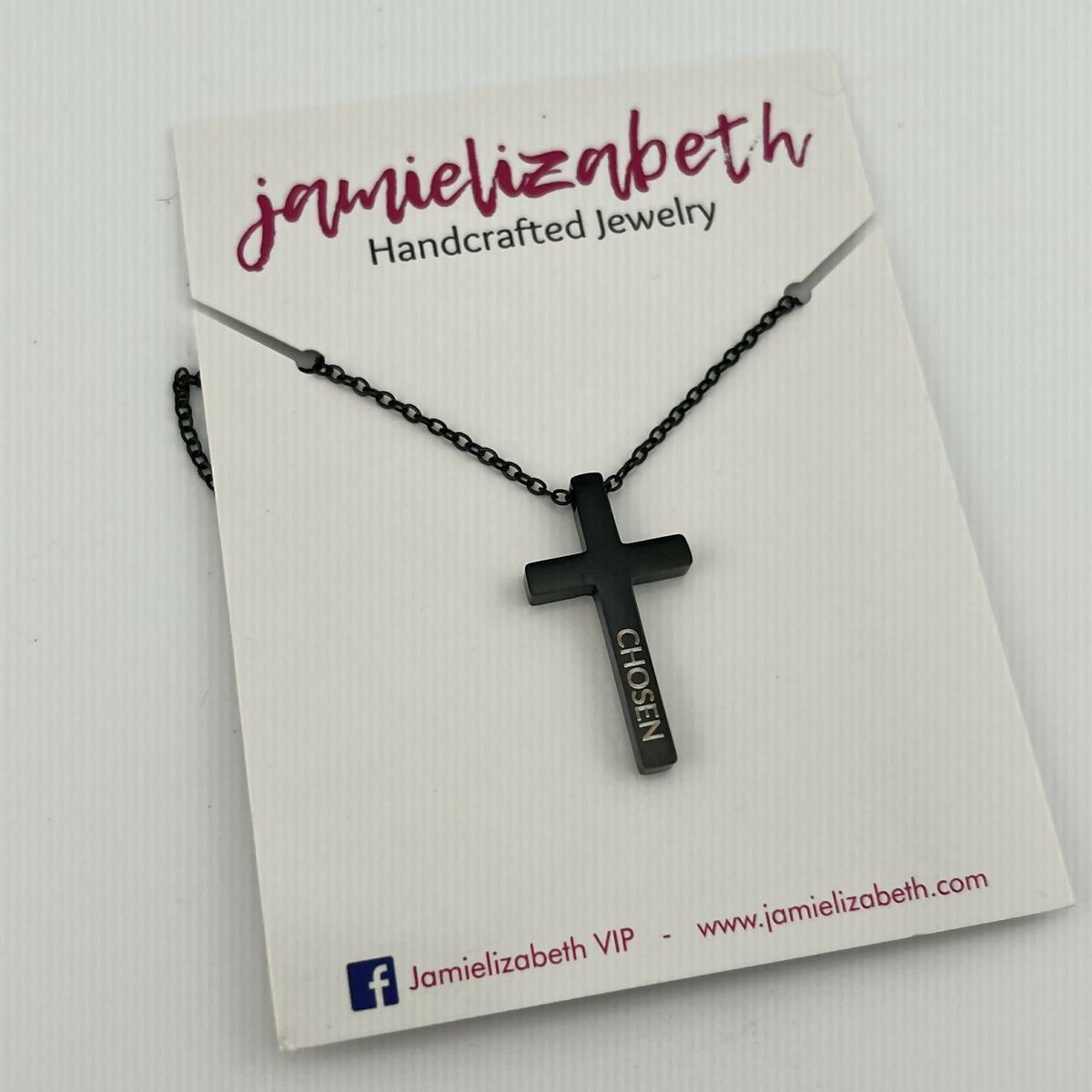 Black Cross Necklace - " Chosen"